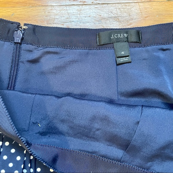 NWOT J. Crew Navy Polka Dot Pleated Skirt - Picture 3 of 4